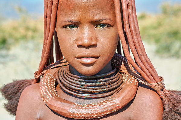 Portrait of a Himba woman in Kunene region of Namibia Print