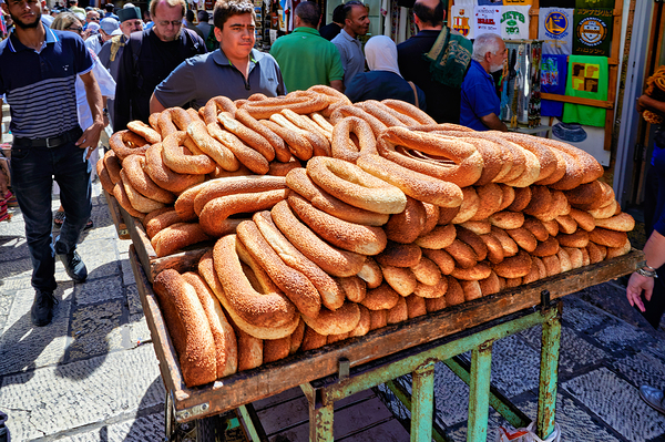 Bread cart in the streets of Jerusalems old city by Marco Brivio