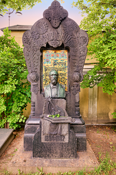 Tchaikovskys grave at Tikhvin cemetery in Saint Petersburg Print