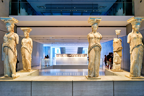 Caryatids on display at the Acropolis Museum in Athens Greece Print