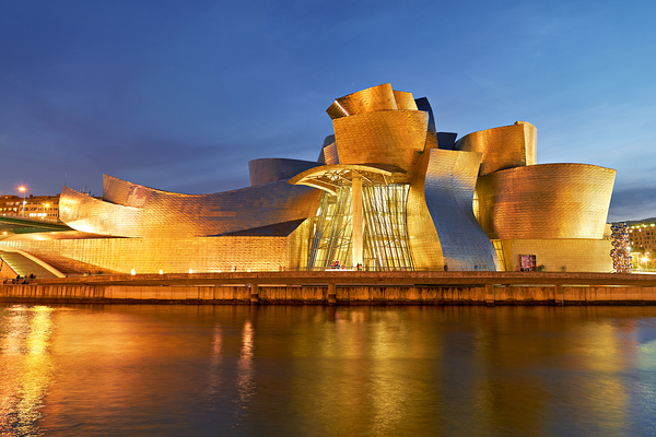 Guggenheim Museum shines at night in Bilbao Spain Digital Download