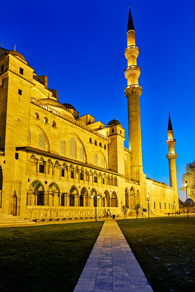 Suleymaniye Mosque at dusk in Istanbul Turkey Print