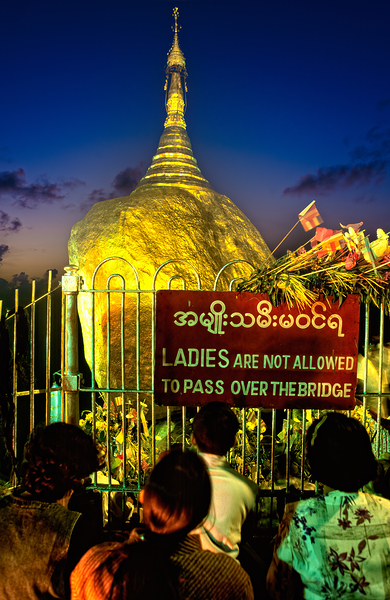 Visitors gather at Kyaiktiyo Pagoda Golden Rock in Myanmar at su Print