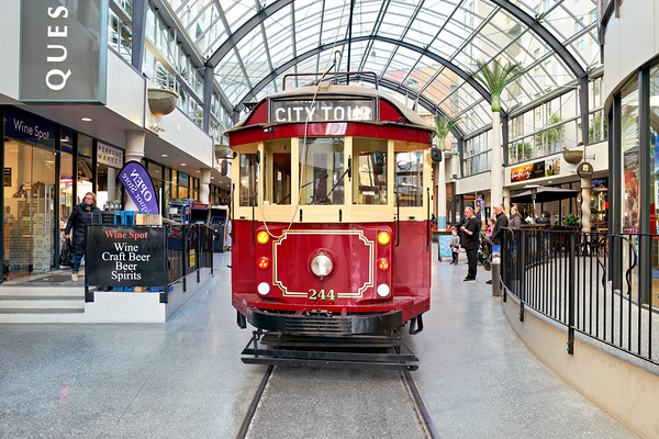 Sightseeing tram in Christchurch New Zealand for city tour Print