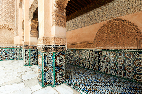Discovering the architecture of Madrasa Ben Youssef in Marrakesh Print