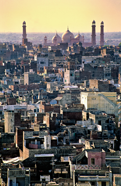 Elevated view of Lahore showcasing the cityscape at sunset by Marco Brivio