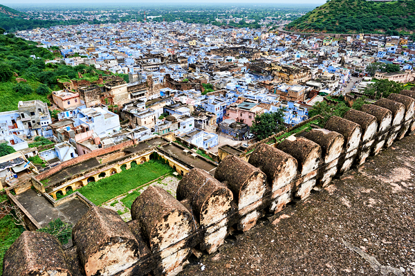 View from Taragarh Fort in Bundi Rajasthan showcasing city layo by Marco Brivio