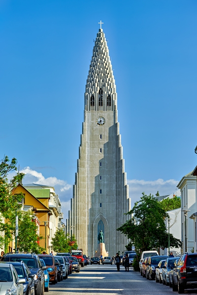 Halgrimskirkja church stands tall in Reykjavik Iceland by Marco Brivio