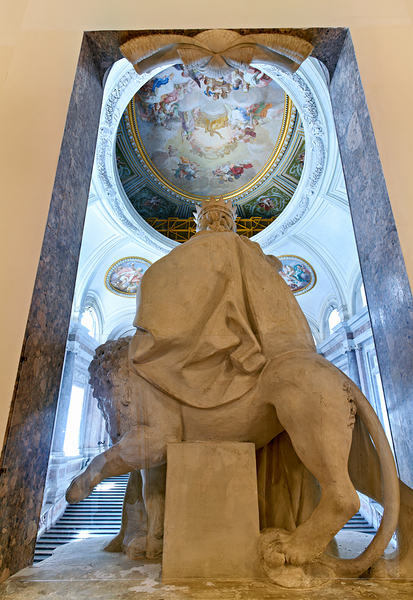 Statue at the entrance of Royal Palace in Caserta Italy by Marco Brivio