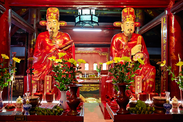 Statues in a temple in Hanoi Vietnam during daytime Print