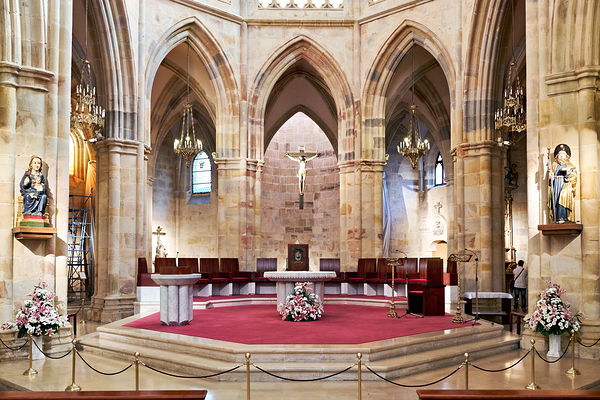 Exploring Bilbao cathedral in Spain during the day Print