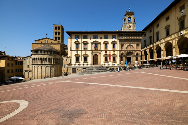 Visit to Piazza Grande in Arezzo Tuscany Italy during sunny day Print