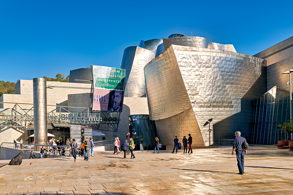 People walking near Guggenheim Museum in Bilbao Spain Digital Download