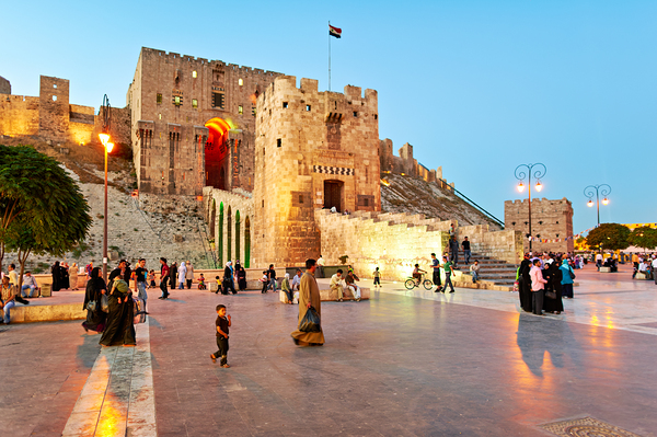 Exploring the ancient citadel in Aleppo Syria during twilight h Digital Download