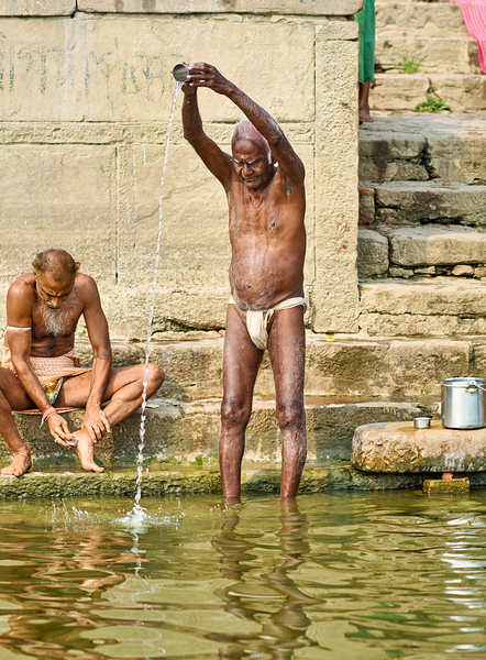 Sacred ablutions at the Ganges river in Varanasi Uttar Pradesh Digital Download