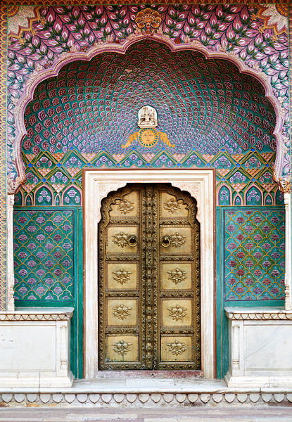 Detail of the main entrance door at City Palace in Jaipur Rajas by Marco Brivio