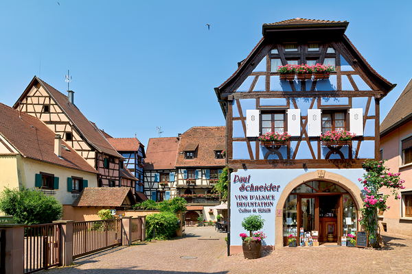 Timber framed houses in Eguisheim on the Alsace Wine Route Print