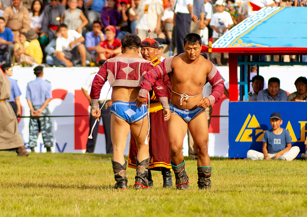 Wrestling games at Naadam festival in Ulaanbaatar Mongolia by Marco Brivio