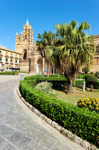 Palermo Cathedral surrounded by gardens in Sicily Italy Print