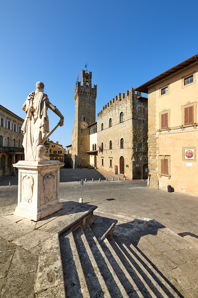 Palazzo dei Priori and statue in Arezzo Tuscany Italy Print