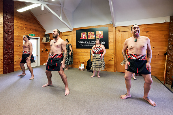 Haka dance at Whakarewarewa Maori Village Rotorua Print