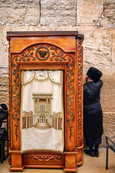 Orthodox Jews at the Wailing Wall during prayer in Jerusalem by Marco Brivio