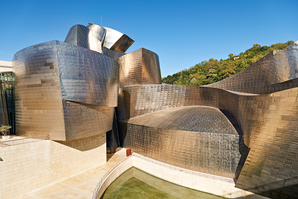 Guggenheim Museum in Bilbao shows modern design and structure Print