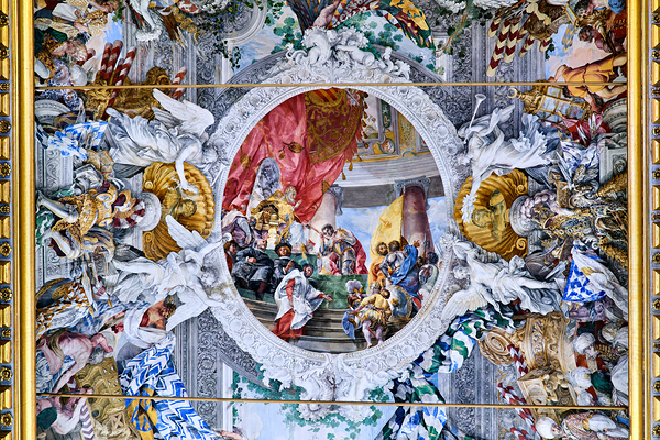 Frescoed ceiling in Great Hall of Colonna Art Gallery in Rome by Marco Brivio