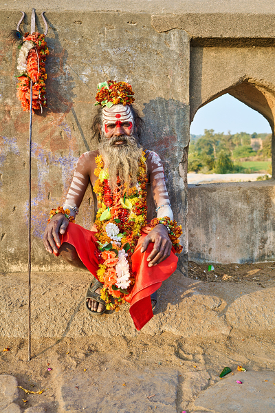 Portrait of a holy man sadhu in Orchha Madhya Pradesh India Print