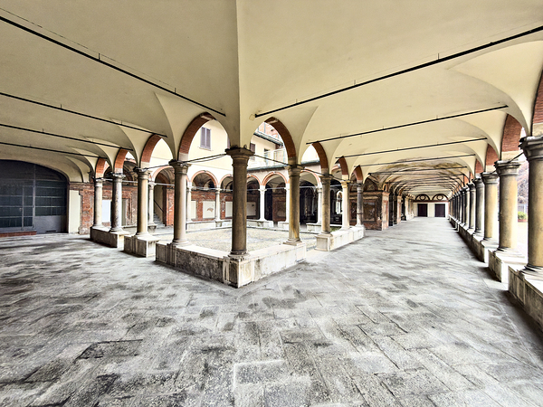 Santa Maria alla Fontana church cloister in Milan Italy with a Print