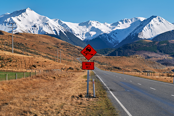 Driving on State Highway 73 near Arthur Pass in New Zealand Print