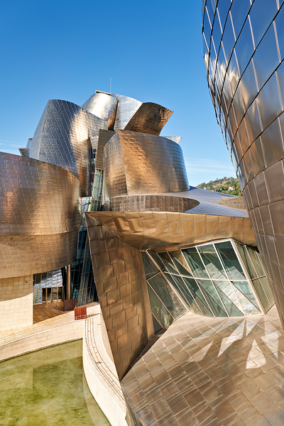 Guggenheim Museum in Bilbao Spain shows modern architecture Print