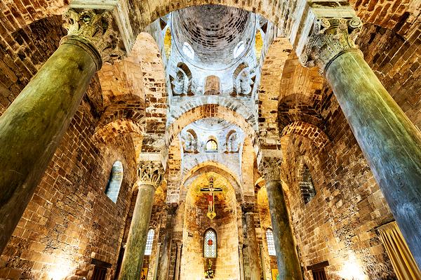 Interior view of Cappella di San Cataldo showing its unique desi Print