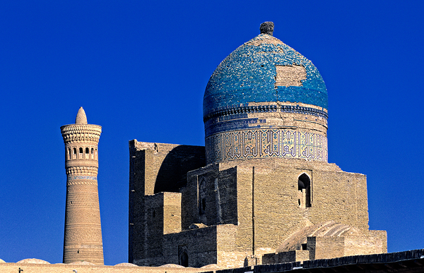 Historic buildings in Bukhara Uzbekistan on a clear day Print