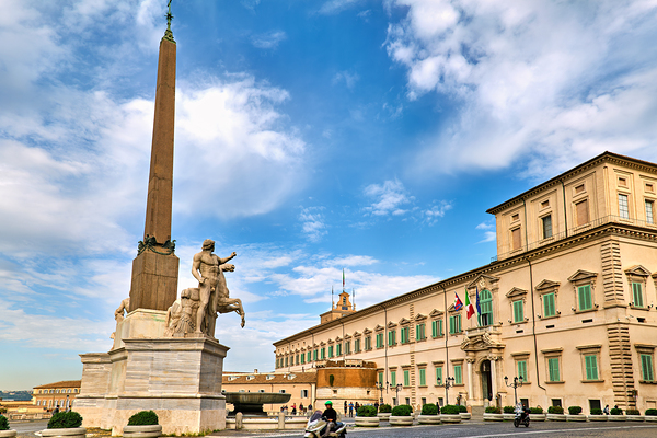 Quirinal Palace in Rome with Italian flag and history by Marco Brivio
