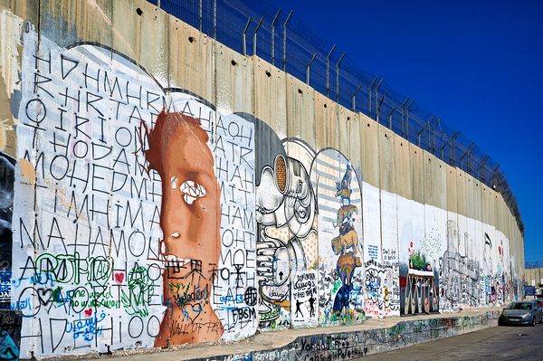 West Bank separation wall covered in art in Bethlehem Jerusalem Print