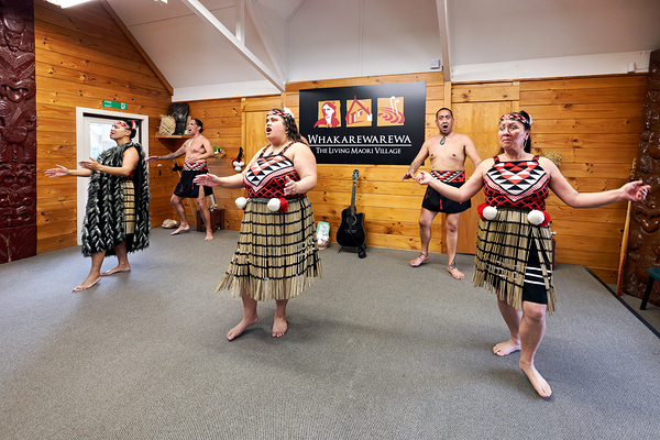 Haka performance at Whakarewarewa Maori Village in Rotorua Print