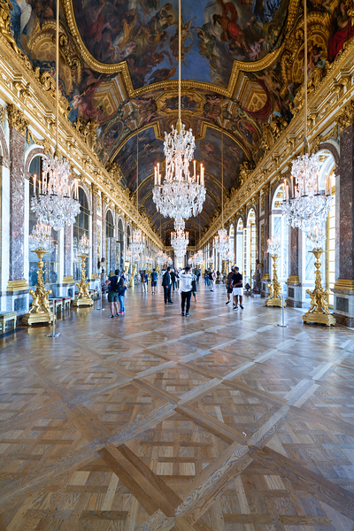 Visitors explore the Palace of Versailles Hall of Mirrors Print