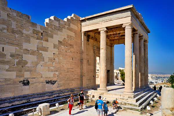 Exploring the erechtheion temple at acropolis in athens greece Print