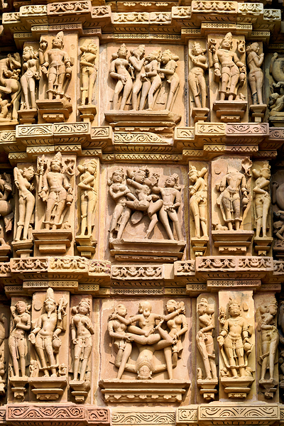 Hindu erotic temples in Khajuraho Madhya Pradesh showcase sculp by Marco Brivio