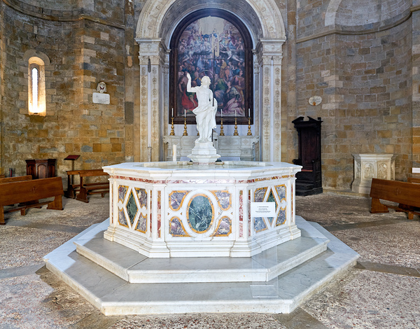 Exploring the baptistery of san giovanni in volterra tuscany Print