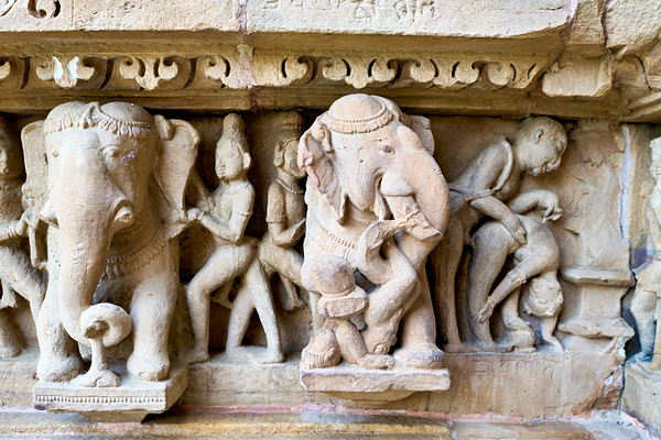Hindu temples of Khajuraho in Madhya Pradesh showcase carvings Print