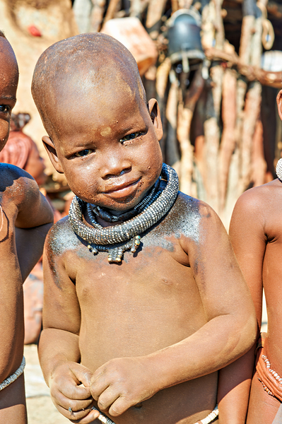 Portrait of child in Himba village in Kunene region of Namibia Print