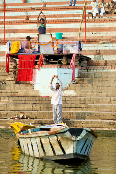Sacred ablutions by the banks of the Ganges in Varanasi Digital Download