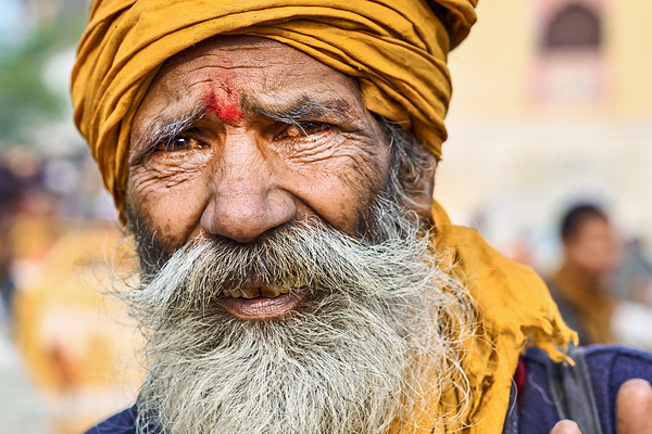 Portrait of a man in Orchha Madhya Pradesh India during the da Print
