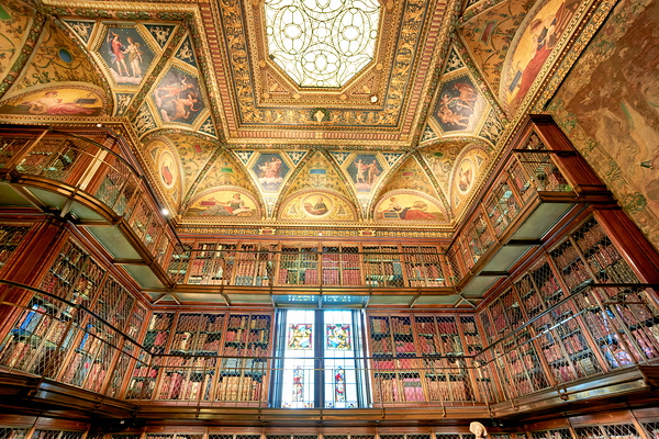 Visitors explore the Morgan Library and Museum in Manhattan New Print