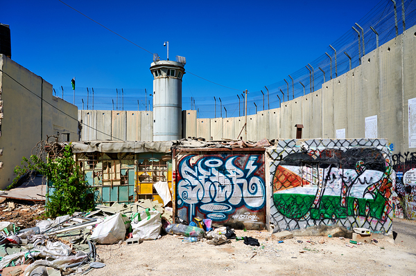 View of the west bank separation wall in Bethlehem with graffiti by Marco Brivio