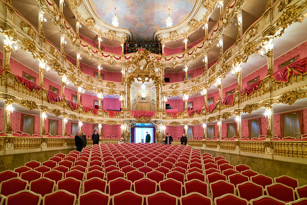 Cuvilliés Theatre in Residenz Palace with empty seats in Munich by Marco Brivio