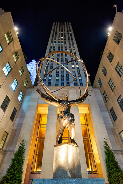 Statue of atlas at rockefeller center in manhattan new york by Marco Brivio