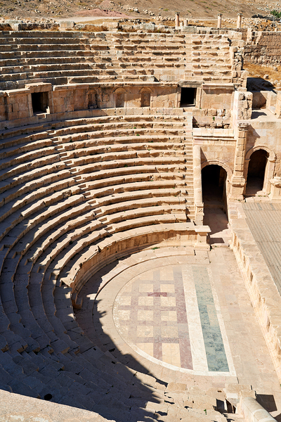 Exploring the theater of Gerasa in Jerash Jordan Print